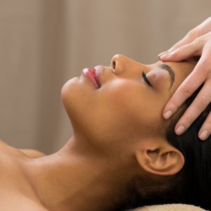 Photo of Swedish massage with extra attention paid to the neck, face and scalp.